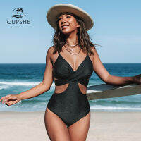 CUPSHE Push Up Shining Black Wrap ชุดว่ายน้ำชิ้นเดียวสำหรับผู้หญิง Y Cut Out Monokini ชุดว่ายน้ำ2023ชุดว่ายน้ำ Beachwear