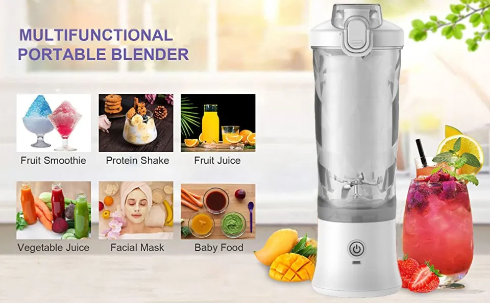 Portable Blender 600ML Electric Juicer Fruit Mixers 4000mAh USB  Rechargeable Smoothie Mini Blender Personal Juicer colorf