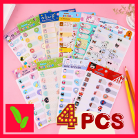 BAITONG (4 PCS) สติ๊กเกอร์เขียนชื่อ PVC กันน้ำ ลายการ์ตูนน่ารัก ติดหนังสือ ล๊อคเกอร์ กล่องเก็บอาหาร แผ่นสติ๊กเกอร์เขียนชื่อ Sticker Name