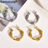 Kemstone เครื่องประดับต่างหูห่วงหญิงทำจากสเตนเลสสตีลชุบเงิน