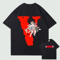 Trend Oversized VLONE Men T Shirt 100% Cotton Streetwear Womens T-shirt USA Summer Short Sleeve Brand Hip Hop Tshirt Angel AK47