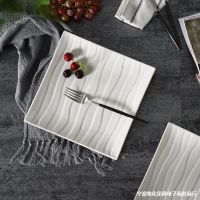 Hotel Ceramic Plates Steak White Western Food Plates Square Plates Household Flat Plates Dim Sum Plates Western Tableware.