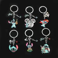 Cartoon Disney Stitch Keychain Lilo and Stitch Angel Doll Keyring Toys Metal Enamel Car Key Chain Bag Jewelry Kids Friend Gifts