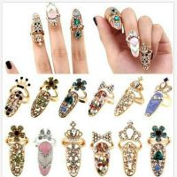 Speed sell tong wish selling European and American fashion contracted ring opening personality diamond-encrusted fingernail tail ring joint ring