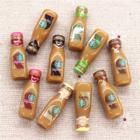 10pcs Cute Resin 3D Coffee Frappuccino Bottle Imitation Food Drink Miniature Art Supply DIY Decoration Charm Craft,9*27mm