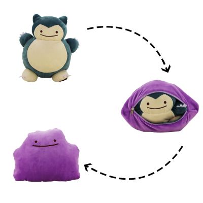 32Cm Anime Pokemon Ditto Transform Snorlax Inside-Out Cushion Plush Toys Deformed Double Pillow Soft Stuffed Doll