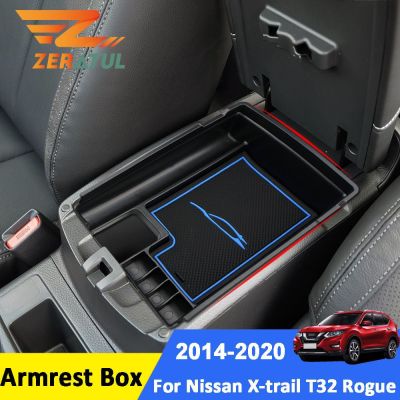 Zeratul Auto สำหรับ Nissan X-Trail Xtrail T32 Rogue 2014 - 2020 ABS ภายในรถที่วางแขนของตกแต่งกล่องเก็บของ