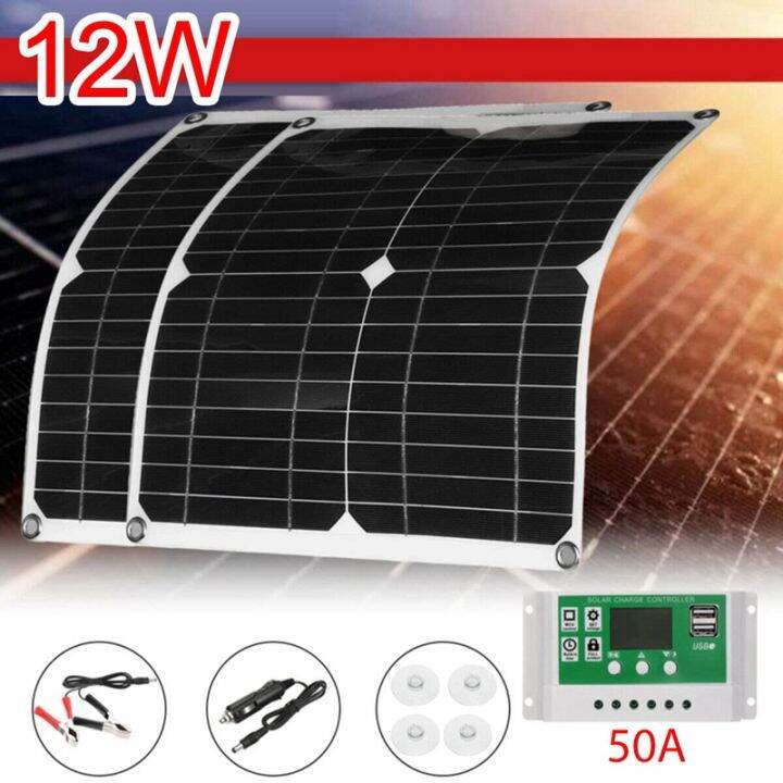 12w-solar-panel-kit-50a-12v-battery-charger-with-controller-caravan-boat