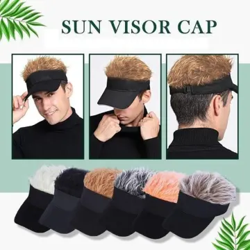 Golf Baseball Hat with Fake Hair Cap Men Sun Visor Toupee Hats Spiky Wig Hat