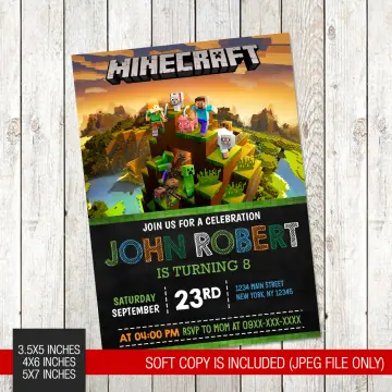 minecraft birthday invitation wording