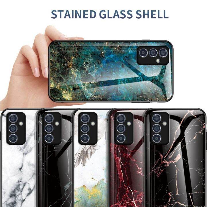 shine-electron-เคส-a54หินอ่อนสุดหรูกระจกเทมเปอร์-a34-a24-samsung-ซิลิโคนฝาหลังป้องกันกรอบสำหรับ-a13-a23-a33-a53-a73-m53-m33