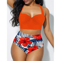 2021 New Womens Padded Push Up Bikini Set High Waisted Swimsuit Floral Bathing Suit Swimwear Summer Bathing Suit Beachwear