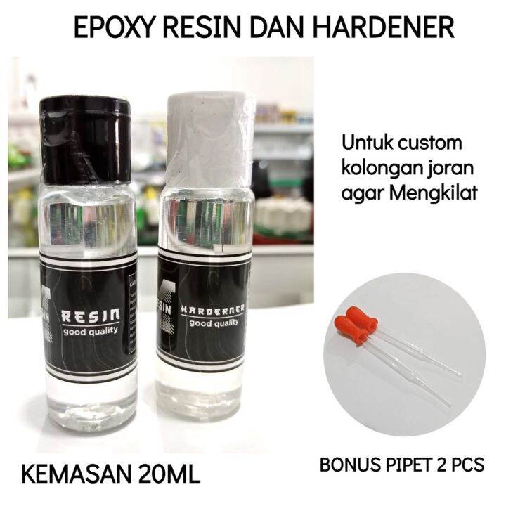 Lem Epoxy Resin Dan Hardener Bening Isi 20ml Bonus Sepasang Pipet Tetes