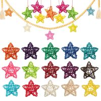 ACCLAIM 10PCS อุปกรณ์ DIY เครื่องประดับเทศกาล ตกแต่งบ้าน ต้นคริสต์มาส ArtifIcial Rattan Star รูปดาวห้าแฉก เซปักตะกร้อ ของขวัญคริสต์มาส