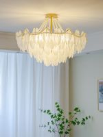 [COD] French style living room chandelier creative simple modern designer feather glass Italian light luxury restaurant bedroom