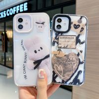 สำหรับ เคส iPhone 14 13 12 เคสเกราะยี่ห้อ ใช้งานร่วมกับ 7 8 XR XS X 6 6S SE3 SE2 ปลอกตุ๊กตา CDG การ์ตูนน่ารักคู่กันกระแทกกรอบใส