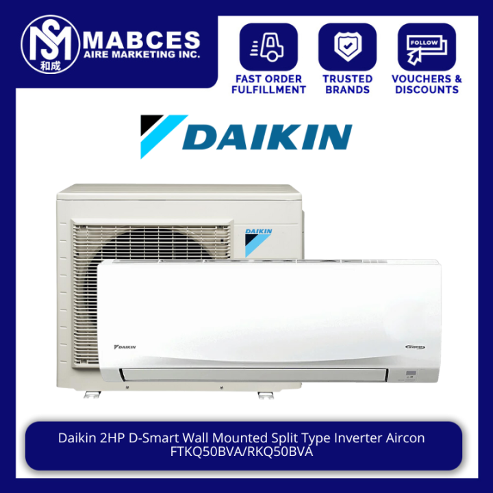 Daikin 2HP D Smart Series Wall Mounted Inverter Aircon FTKQ50BVA RKQ50BVA Lazada PH