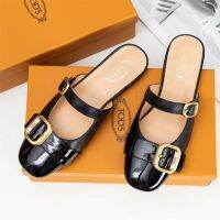 2023 new Soft sheep leather patent leather stitching British retro design sandal