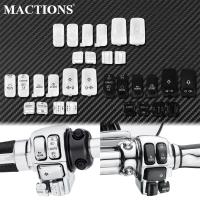 10 pcs Motorcycle Black Chrome Hand Control Switch Housing Buttons Caps For Harley Touring FLHX FLTRX Street Electra Glide 96-Up