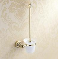 ❐☬ Scrub Glass Cup Bathroom Hardware Accessories Wall Mounted Gold Color Brass Toilet Brush Holder Dba136