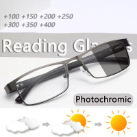 【Photochromic】Metal กรอบแว่นอ่านหนังสือผู้สูงอายุผู้ชายสายตายาวตามอายุแว่นตาผู้สูงอายุแฟชั่นแว่นตาเกรด + 1.0ถึง + 4.0