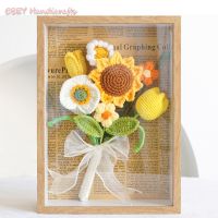 Creative Photo Frame With Handmade Knitting Flower Crochet Handicrafts Finished Hand-woven Rose Sunflower Valentines Day Gift