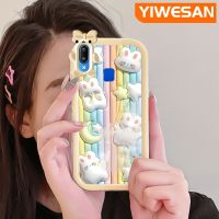 YIWESAN เคสสำหรับ VIVO Y91 Y91i,เคส Y95การ์ตูนมอนสเตอร์ตัวเล็กเคสโทรศัพท์ป้องกันเลนส์กล้องนิ่มกันกระแทกน่ารัก3D เคสมือถือกระต่ายดาวสีรุ้ง