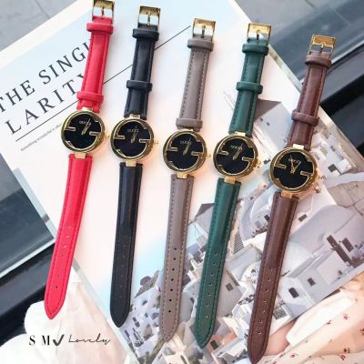 【Gold Dial】นาฬิกาสำหรับผู้หญิงคุณภาพสูงของแท้,นาฬิกาแฟชั่นสไตล์เรียบง่ายใส่สบายสำหรับผู้หญิงสายหนังนาฬิกาสไตล์เรียบง่ายใส่ได้ทุกโอกาส