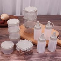 Mini Easy Clean Sauce Condiment Box / 4PCS Kitchen BBQ Portable Clear Bottle / Spice Squeeze Sauce Bottle With Lid