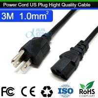 สายไฟ AC คอมพิวเตอร์ แบบดี เส้นใหญ่ ( Power Extension Cord US 3-Pin Power Supply Lead Extension Cable ) สำหรับ Desktop PC , Computer , Monitor , Printer ,TV (1.0mmx3) ยาว  3M ( 3 เมตร )