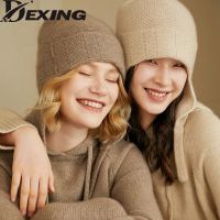 【YD】 2022 New Fur Cashmere Bomber Hat Womens Knitted  Soft Beanis Ear Protection Warm Wool Ski