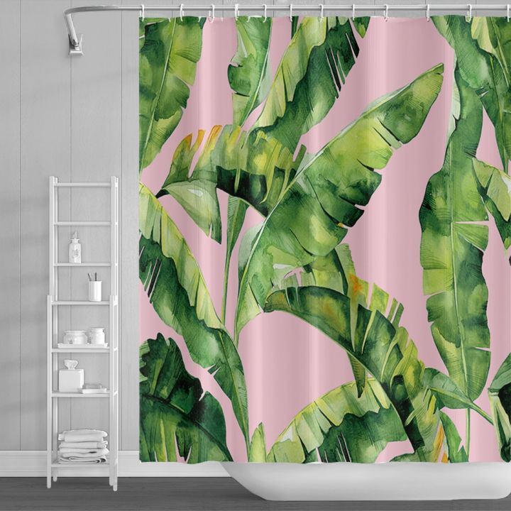 tropical-turtle-leaf-shower-curtains-plants-bohemia-curtain-waterproof-polyester-curtain-boho-bath-curtain-home-decor-with-hooks