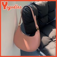 【Ready Stock】 ▣❁ C23 Women Half-moon PU Leather Fashion Shoulder Bag Vintage Solid Color Zipper Dumpling Underarm Bag