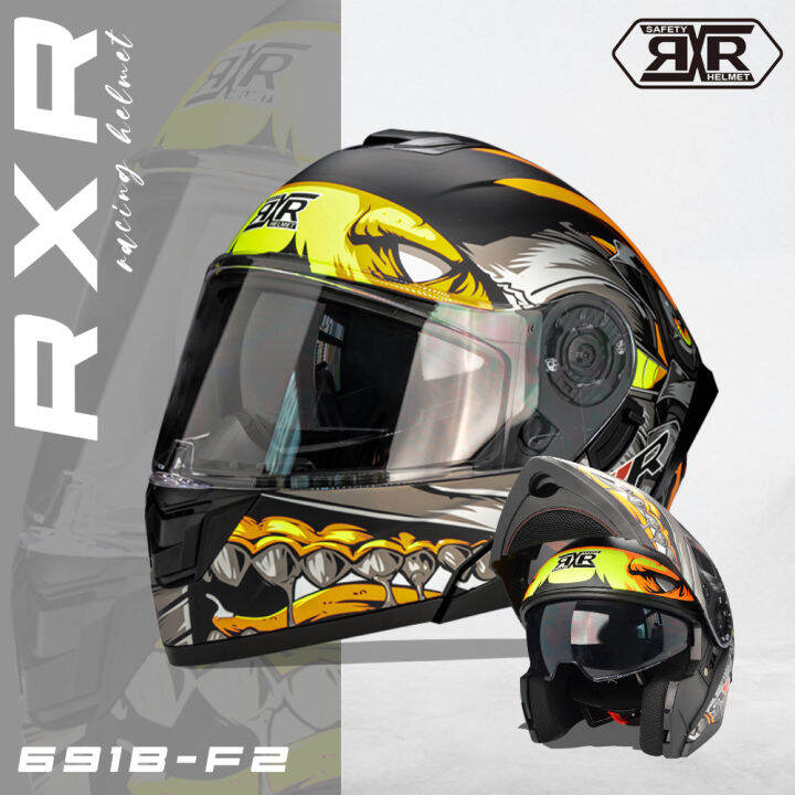 Motorcycle Helmet RXR 691B-F2 Modular With ICC Dual Visor Clear Lens ...