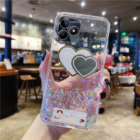 เคสโทรศัพท์ TPU โปร่งใสแฟชั่นใหม่2023ชิ้นสำหรับ Realme OPPO C55 C53กากเพชรส่องแสงเป็นประกายวิบวับดารา NFC รักรูปแบบปลอกโทรศัพท์มือถือ Realmec53 NFC กันกระแทก Realmec55ฝาครอบหลัง