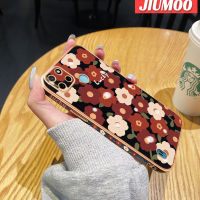 เคส JIUMOO สำหรับ Realme C21Y เคส C25Y แฟชั่นลายดอกไม้นำโชคใหม่กรอบพื้นผิวสี่เหลี่ยมแบบนิ่มซิลิกาเจลกันกระแทกเคสมือถือรวมทุกฝาครอบป้องกันเลนส์กล้องถ่ายรูป