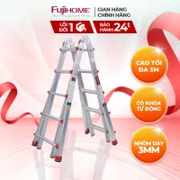 Thang nhôm 5m nhập khẩu FUJIHOME ML45 4 đoạn xếp nhiều kiểu dáng - Hợp kim nhôm cao cấp - Phủ sơn tĩnh điện - Bảo hành điện tử toàn quốc 24 tháng