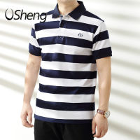 VSHENG M-6XL ขนาดบวกลายเสื้อยืดผู้ชายปกโปโลขนาดใหญ่ Baju kemeja lelaki ท็อปส์