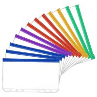 【Study the folder well】 12ชิ้น A6ขนาด6หลุม Binder กระเป๋าพลาสติกที่มีสีสัน Binder ซิปโฟลเดอร์สำหรับ6แหวนโน๊ตบุ๊ค Binder ถุงใบหลวม