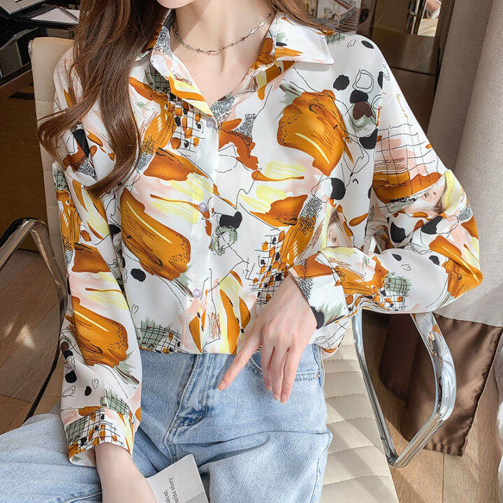 rehin-women-s-top-atumn-new-korean-rafiti-unique-partten-pint-long-sleeved-shirt-lapel-elegant-blouse