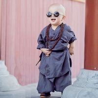 Buddhist Priests Bonze Monk Costume For Children Kids Shaolin Temple Clothes Funny Halloween Cosplay Studio Photography Clothing