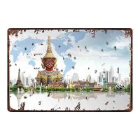 Thailand Travel City Poster Tuk Tuk Car Plaque Metal Vintage Tin Sign Wall Restaurant Home Shop Decor 30X20CM