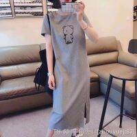 ♗✗ Long extra long tall cotton 2023 summer new mid-length loose thin section short-sleeved t-shirt womens dress