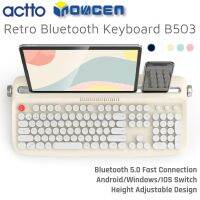 ACTTO B503คีย์บอร์ดไร้สายย้อนยุคบลูทูธ5.0คีย์บอร์ดแป้นพิมพ์พร้อมขาตั้งโทรศัพท์แท็บเล็ตแอนดรอยด์/วินโดว์/IOS