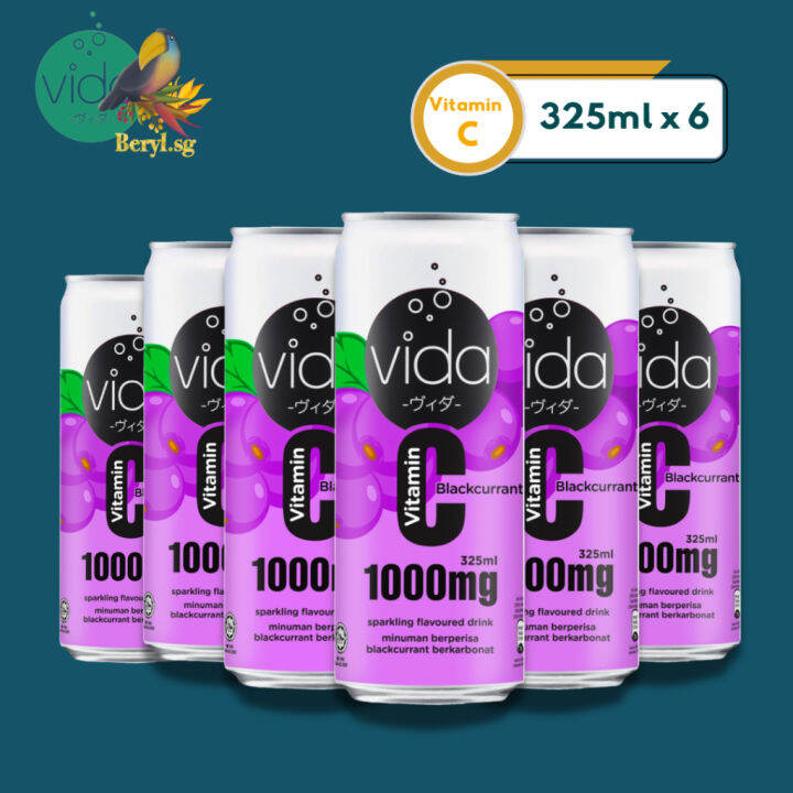 [Beryl.sg][6 x 325ml ] bundle Vida Black current High vitamin C drink