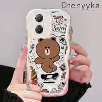 Chenyyka เคสสำหรับ Infinix ร้อน20 20i ร้อนร้อนร้อน20 Play ร้อน30 30i ร้อน30กรณีการ์ตูนหมีสีน้ำตาลน่ารักเคสโทรศัพท์โปร่งใสคลื่นเนื้อครีมกรอบกันกระแทกเรียบง่ายปลอกป้องกันซิลิโคน