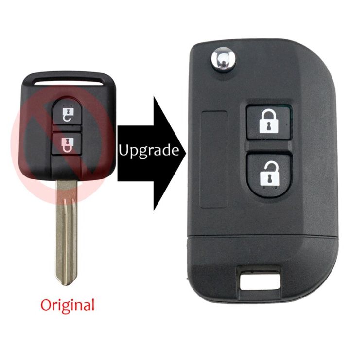 เคสกุญแจรถยนต์ปลอกหุ้มกุญแจรีโมตพับได้2ปุ่มเหมาะสำหรับนิสสัน-qashqai-micra-navara-ออลเมร่าโน็ตแดด