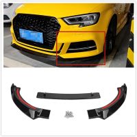 For Audi A3 S3 2017-2019 Sport Model Only Front Bumper Spoiler Lip Trim Gloss Black Car Lower Body Kit Chin Blade Plate Splitter