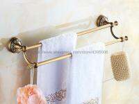 ☾❅ Antique Brass Wall-Mounted Bathroom Towel Holders Double Towel Bars Towel Racks Bathroom Accessories Bba483