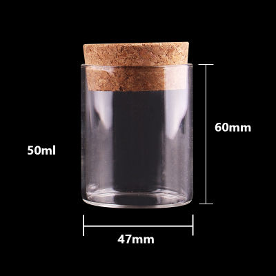 10pcs 50ml 120ml Glass Test Tube with Cork Stopper Bottles Jars Vials Container DIY Craft